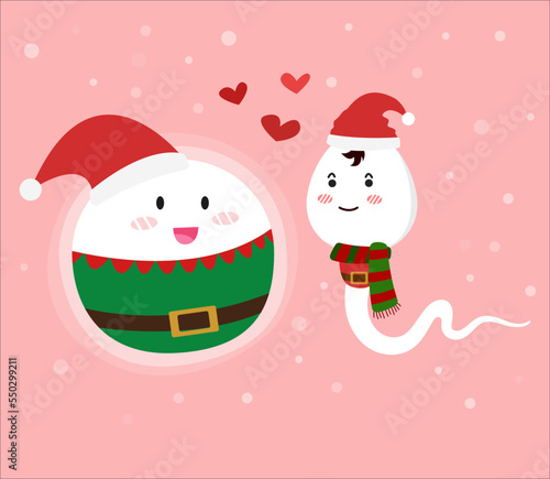 sperm and egg human with christmas celebration costume