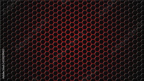 Wallpaper Mural hexagon black with dark light red background Torontodigital.ca