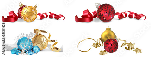 Christmas balls collection. for christmas decoration.christmas ornaments transparent background. 