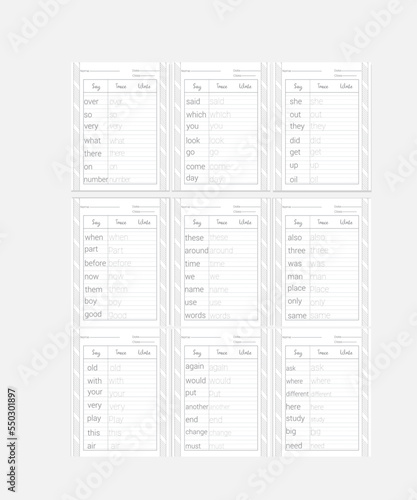 Sight Words Tracing Worksheets