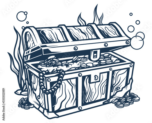 Sunken treasure vintage monochrome sticker