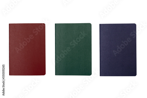Blank passport , Blank blue and red and green passport background on white background with clipping path.
