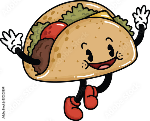 a vector of a cute cartoon taco