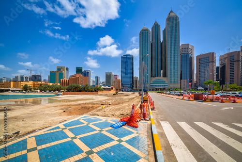 Cityscape of Abu Dhabi, capital of the United Arab Emirates.