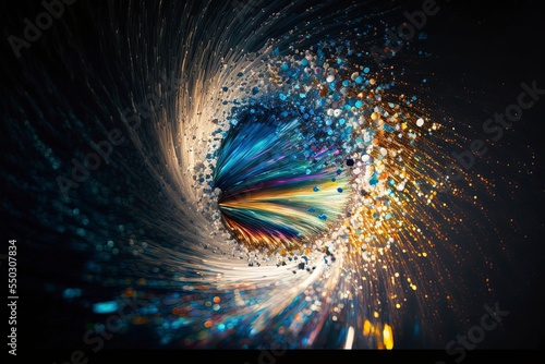 Explosion of opalescent sequins swirling in different directions photo