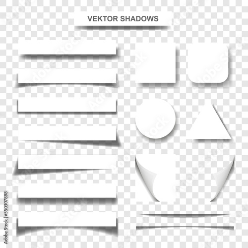 Realistic paper shadow effects. Web banners shadows with corners