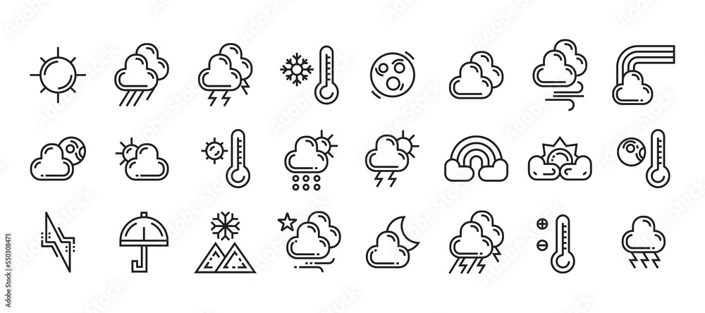 A set pack weather icon of lineal vector style. 
