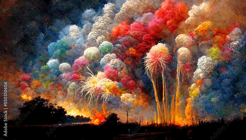 Colored Holi fireworks. AI generated. - obrazy, fototapety, plakaty 