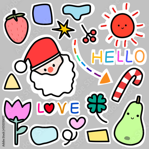 Kawaii set fashion patch badges for sticker , postcard , invitation . vector illustration for kids