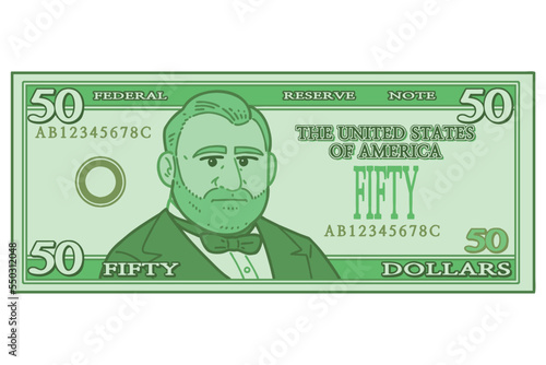 US 50 Dollar bill. Vector illustration.