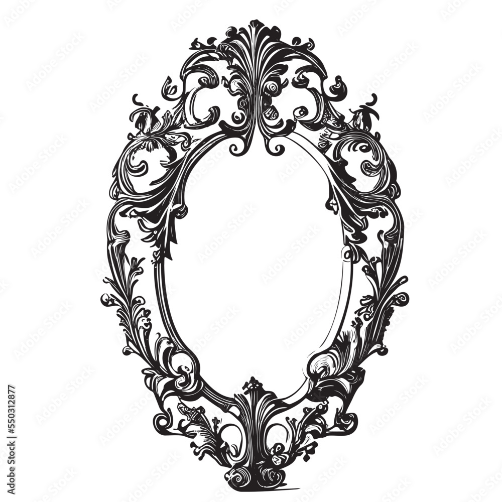 Vintage mirror sketch hand drawn engraved style Vector illustration