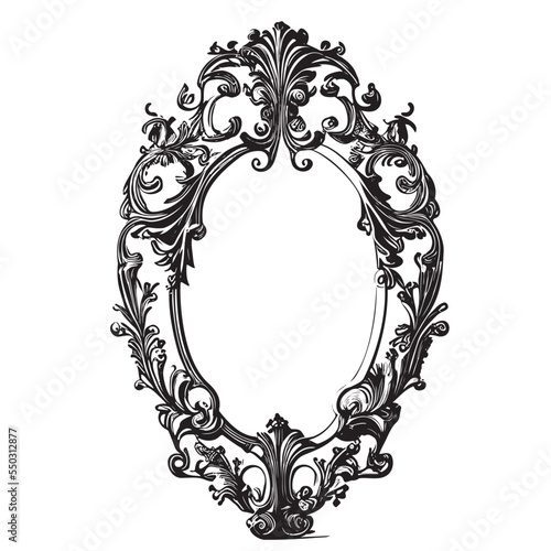 Vintage mirror sketch hand drawn engraved style Vector illustration