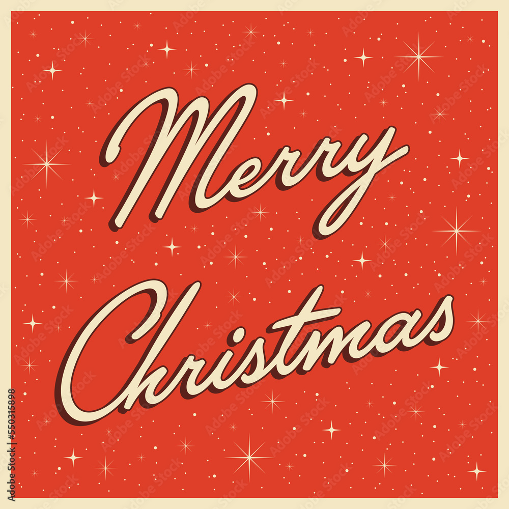 Retro Merry Christmas greeting card.