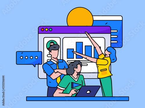Flat vector concept operation illustration of people working in business
