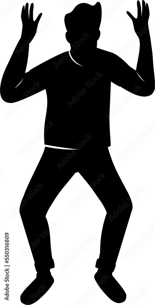 Young man standing in shock semi flat color raster character silhouette. Posing figure. Full body person on white. Simple cartoon style illustration for web graphic design and animation Young man standing in shock semi flat color raster character silhouette. Posing figure. Full body person on white. Simple cartoon style illustration for web graphic design and animation