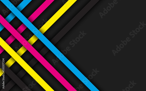 Cmyk abstract background with overlayed stripes. Modern cmyk print business design concept. Vector abstract illustration