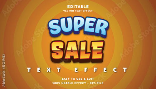 super sale editable text effect with modern and simple style, usable for logo or campaign title