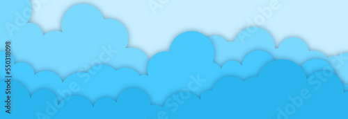 cloud sky blue origami art paper style background abstract papercut illustration