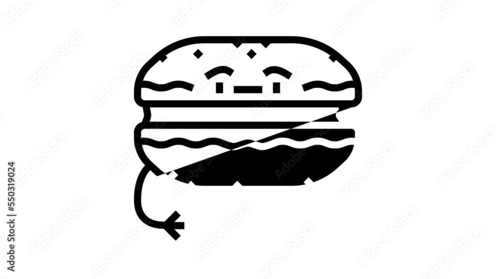 macaroon dessert character line icon animation