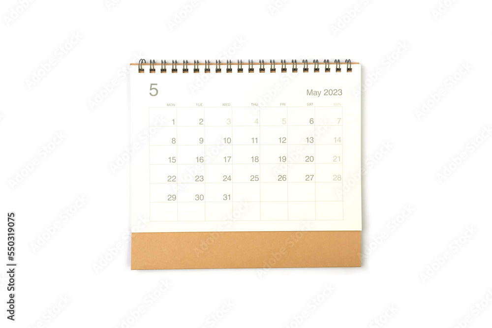 May 2023 calendar page on white background. Calendar background for reminder, business planning, appointment meeting and event. May 2023 calendar page on white background. Calendar background for reminder, business planning, appointment meeting and event.