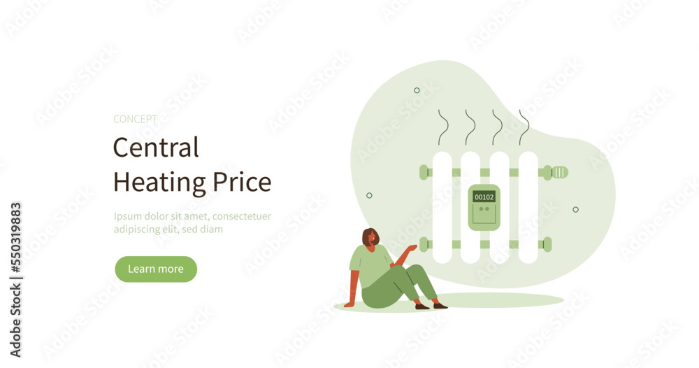 Character monitoring central heating meter. Home energy efficiency and energy  consumption in household concept. Vector illustration. Stock Vector | Adobe  Stock