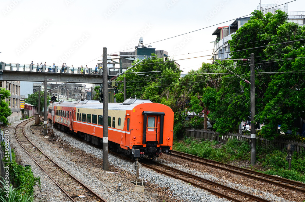 Fototapeta premium railway railroad track station train