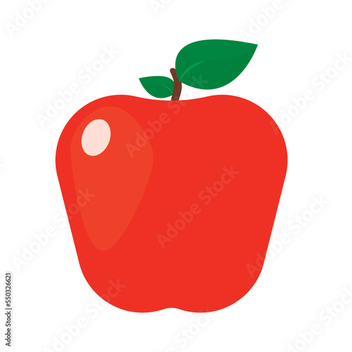 Red sweet apple. Shiny apple vector illustration. Healthy diet. Fresh fruit. Nutritious diet with fresh apple fruit. 