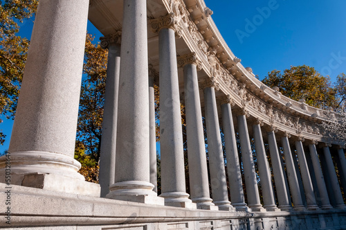 Columns of the Alfonso XII monument in the Retiro park in Madrid