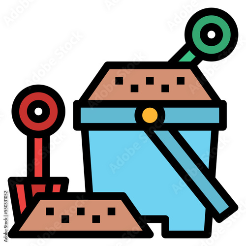 sand pail shovel toy summer icon
