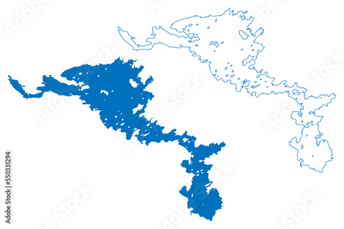 Schilderij op canvas Lake Lough Corrib (Republic of Ireland) map vector illustration, scribble sketch