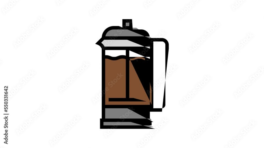 manual press coffee tool color icon animation manual press coffee tool color icon animation