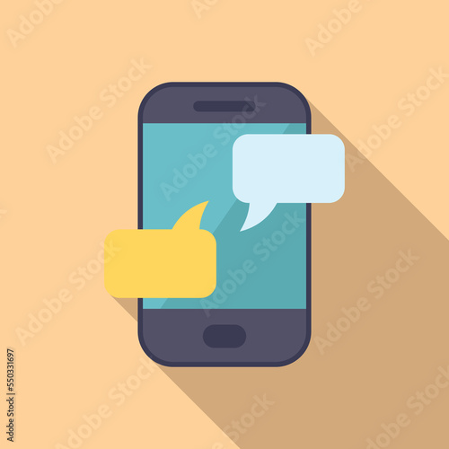 Smartphone chat icon flat vector. Social digital. Computer online