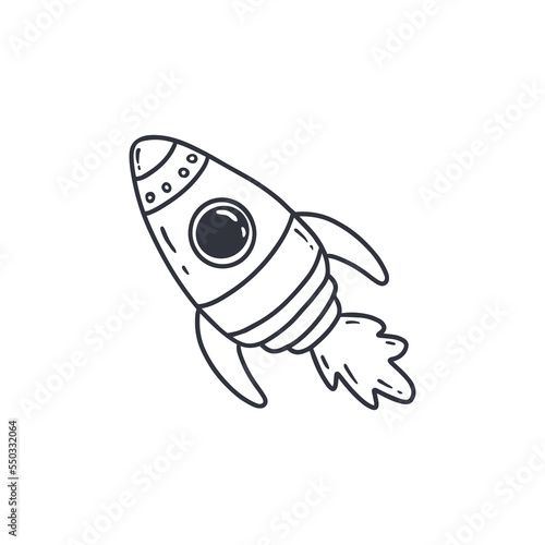 rocket icon isolaterd on white background.Doodle illustration