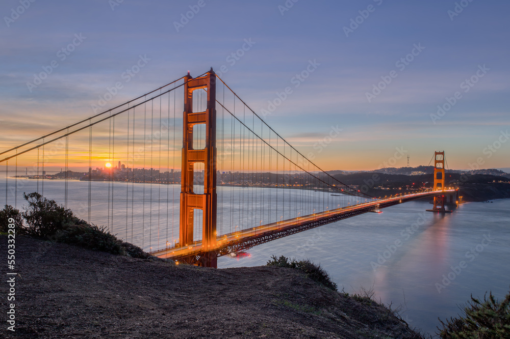 San Francisco Landmark Illuminated During Sunrise
