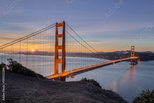 San Francisco Landmark Illuminated During Sunrise