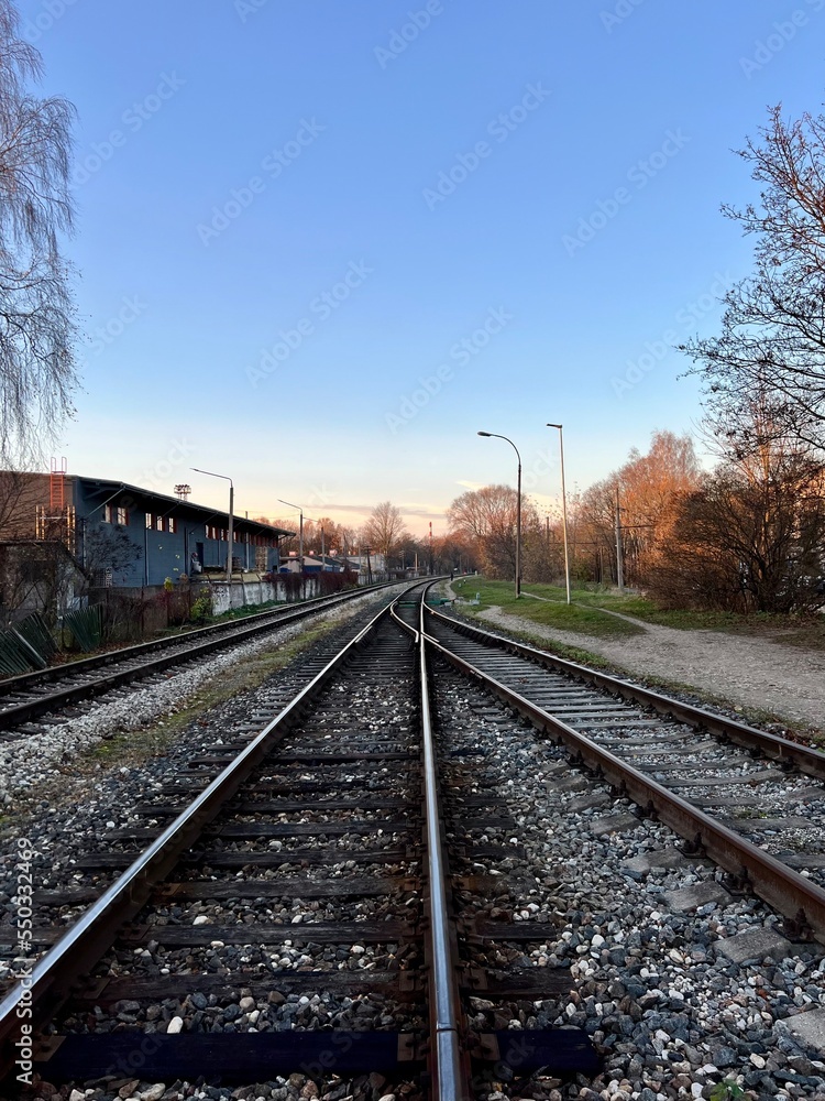 railroad tracks in the morning railroad tracks in the morning