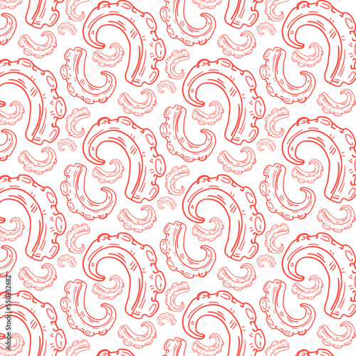 octopus tentacles - seamless pattern. Hand drawn illustration with pnik color photo