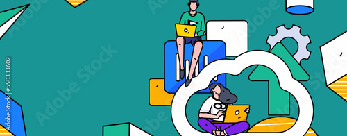 Flat vector concept operation illustration of people working in business
