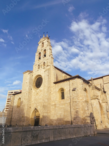 Church (Iglesia) of San Lesmes Abad - patron saint of the city. A Gothic temple in the Spanish city of Burgos, Castilla y León, Spain. Vertical