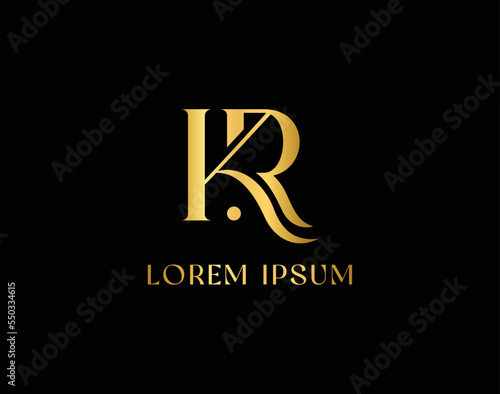 KR golden luxury letter illustration, KR corporate logo Design photo