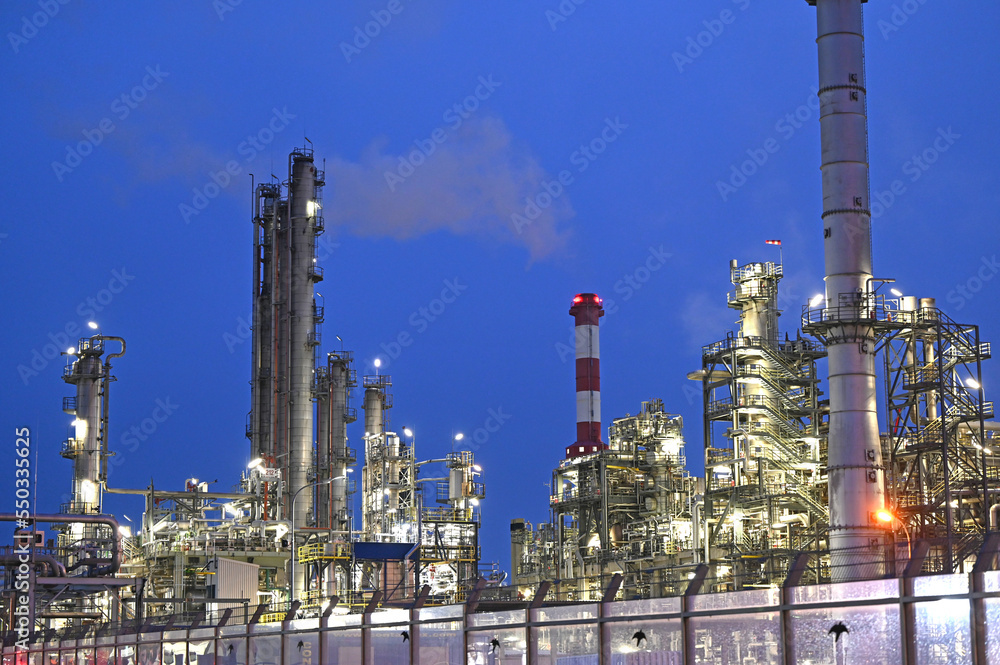 OMV refinery in Schwechat at night
