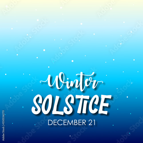 winter solstice lettering vector typography. hand drawn calligraphy winter solstice on bright blue background