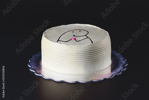 colorful birthday cake with bento and black background