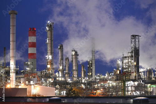 OMV refinery in Schwechat at night