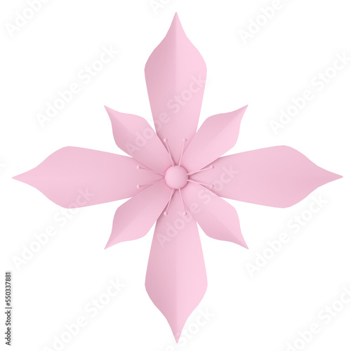 Paper flower. 3D illustration. © dekzer007