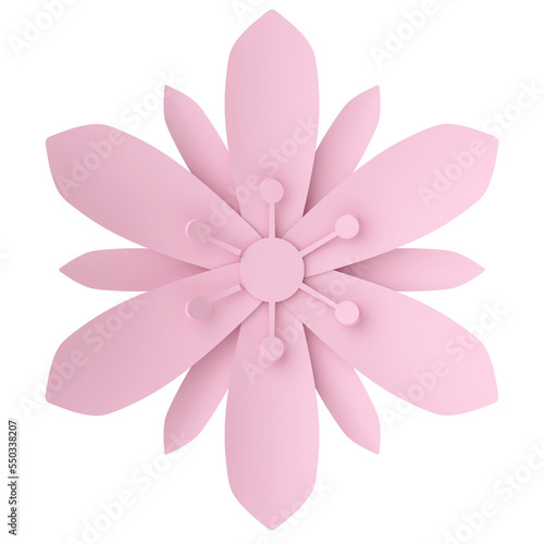 Paper flower. 3D illustration.