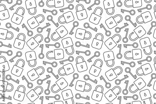 seamless pattern with padlocks and keys, security, protection concept- vector illustration