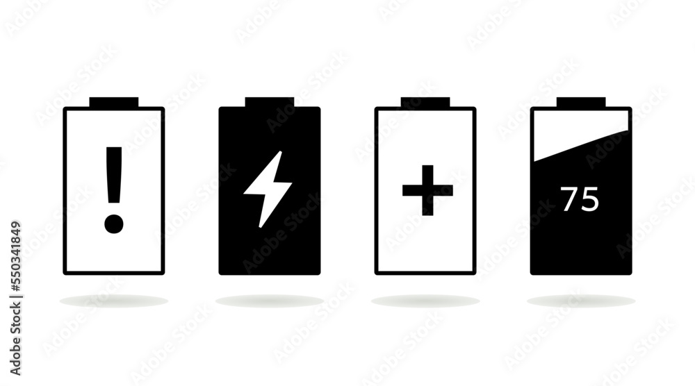 set of battery. Battery, warning, charging, plugin, and progresing sign. icons set. vector Isolated on white background. set of battery. Battery, warning, charging, plugin, and progresing sign. icons set. vector Isolated on white background.