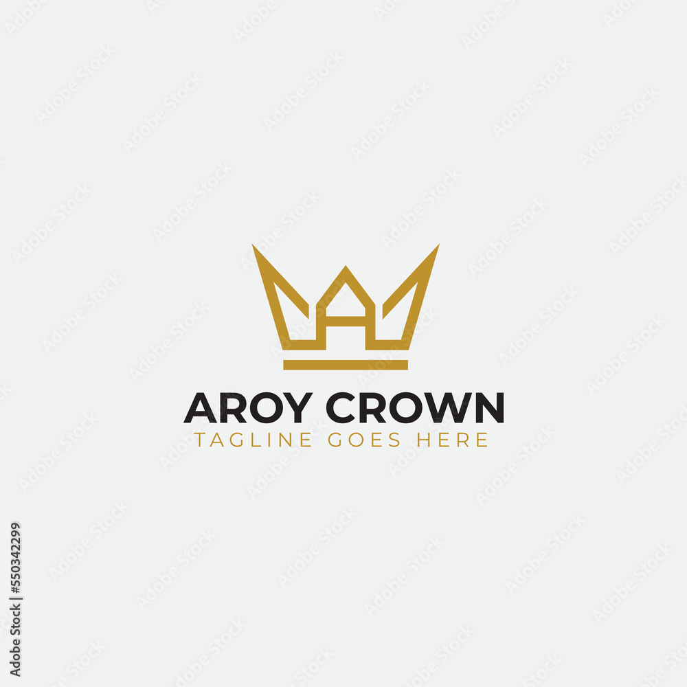 Letter A and Crown line logo icon Letter A and Crown line logo icon