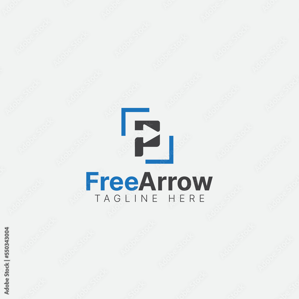 Letter F negative space arrow logo icon Letter F negative space arrow logo icon